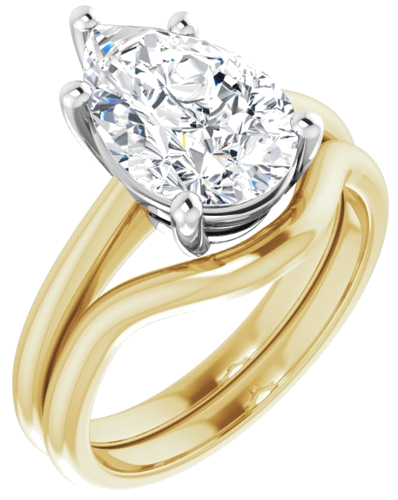 Sužadėtuvių Žiedas „Solitaire“ 14k yellow/white gold Pear 12mm x 8mm (6)