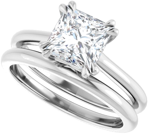 Sužadėtuvių Žiedas „Double Claw-Prong“ 950 Platinos Square 6.5mm (10)