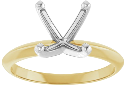 14K Yellow White 9.1-9.7 mm Round 4-Prong Light Solitaire Ring Mounting (3)