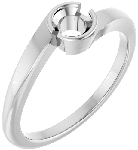 Sužadėtuvių Žiedas „Half-Bezel Solitaire“ 14k white gold Round 4.4mm (1)