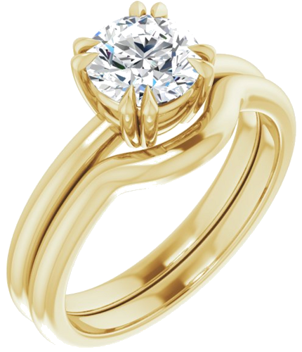 14K Yellow 6.5 mm Round Solitaire Engagement Ring Mounting (6)