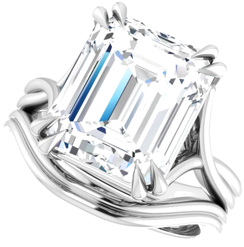 Sužadėtuvių Žiedas „Double Claw-Prong Solitaire Criss-Cross“ 10k white gold Emerald 12mm x 10mm (10)