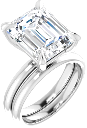 14K White  12x10 mm Emerald Solitaire Engagement Ring Mounting (6)