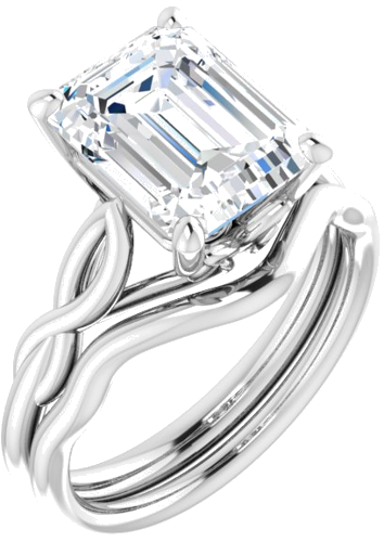 Sužadėtuvių Žiedas „Solitaire“ 585 Baltojo Aukso Emerald 10mm x 8mm (6)