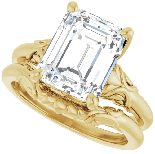 Sužadėtuvių Žiedas „Solitaire“ 18k yellow gold Emerald 10mm x 8mm (10)