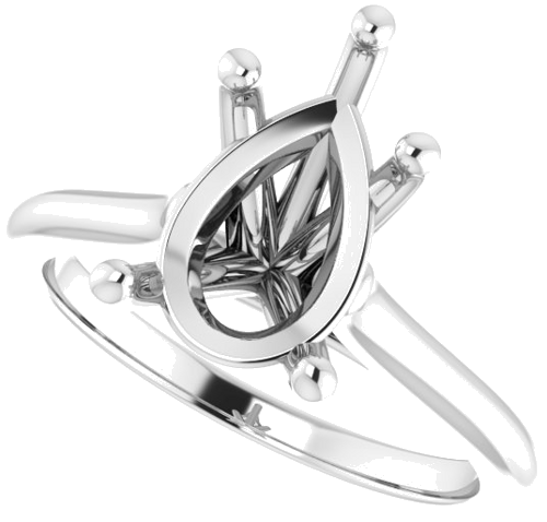 Platinum 12x8 mm Pear Solitaire Engagement Ring Mounting (5)