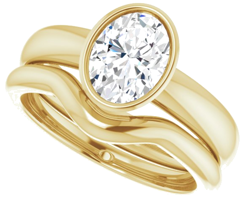 Sužadėtuvių Žiedas „Bezel-Set Solitaire“ 585 Geltonojo Aukso Oval 8mm x 6mm (10)