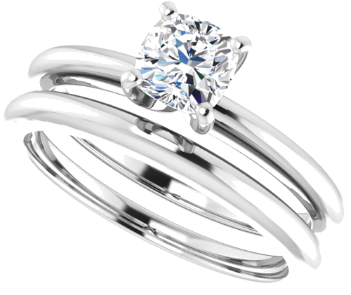 Sužadėtuvių Žiedas „Solitaire“ 585 Baltojo Aukso Cushion 5mm (10)