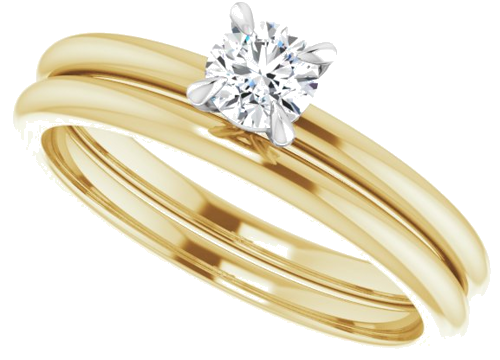 14K Yellow White 4.1 mm Round Engagement Ring Mounting (10)