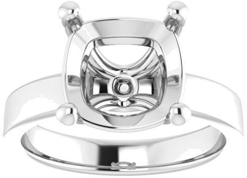 Platinum 10 mm Cushion Solitaire Engagement Ring Mounting (3)