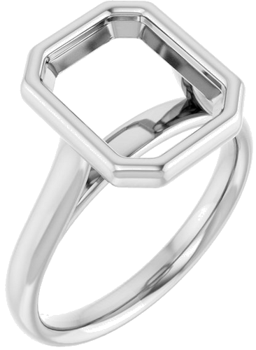 14K White  10x8 mm Emerald Solitaire Engagement Ring Mounting (1)