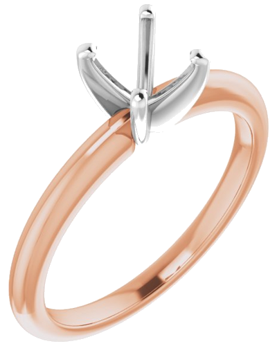 14K Rose   White  6 mm Round Solitaire Engagement Ring Mounting (1)