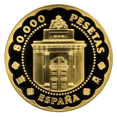 80 000 Pesų Segovia 2001 Juan Carlos I Ispanija Auksinė moneta (2)