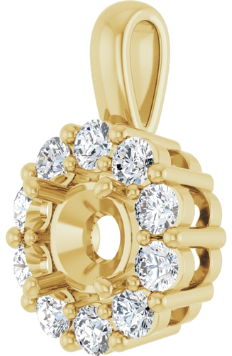 Pakabukas „Halo-Style“ 14k yellow gold Round 5.5mm (2)