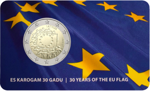 2015 Latvia European flag 2 euro BU coin in coincard (1)