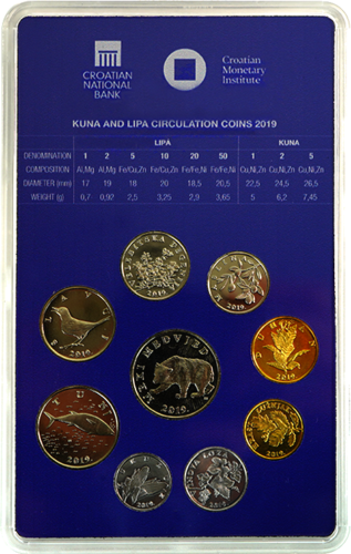 2019 Horvātijas BU Kuna monētu komplekts (2)
