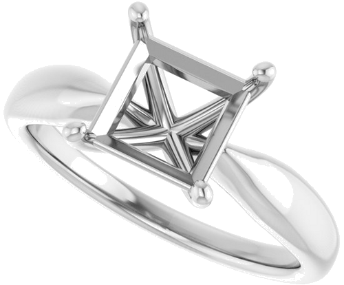 Sužadėtuvių Žiedas 14k white gold Square 7mm (5)
