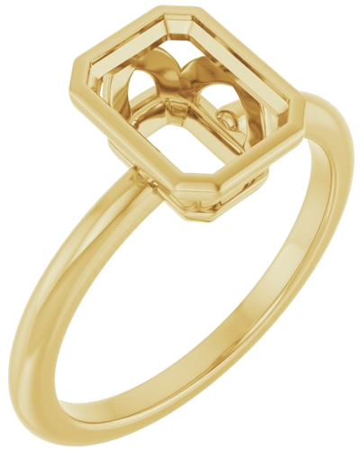 Sužadėtuvių Žiedas „Bezel-Set“ 14k yellow gold Emerald 8mm x 6mm (1)