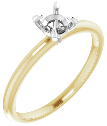 14K Yellow White 4.8 mm Round Engagement Ring Mounting (1)