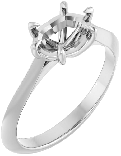 14K White 8x6 mm Oval Solitaire Engagement Ring Mounting (1)