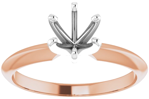 14K Rose   White 5.4-5.7 mm Round 6-Prong Solitaire Ring Mounting (3)