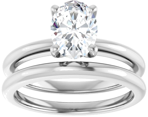 Sužadėtuvių Žiedas 10k white gold Oval 8mm x 6mm (8)