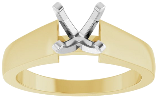 14K Yellow White 6.5 mm Round Solitaire Engagement Ring Mounting (3)