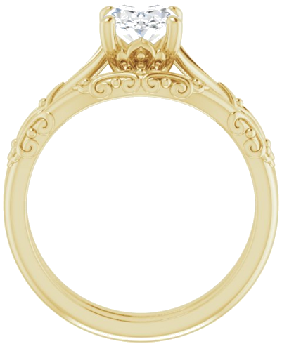 Sužadėtuvių Žiedas „Solitaire Split Shank“ 585 Geltonojo Aukso Oval 8mm x 6mm (7)