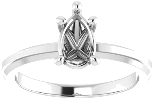 14K White 8x5 mm Pear Solitaire Engagement Ring Mounting (3)