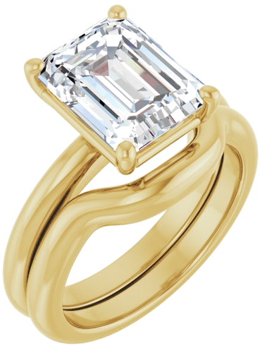Sužadėtuvių Žiedas 14k yellow gold Emerald 10mm x 8mm (6)