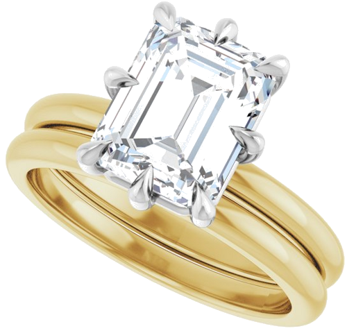 Sužadėtuvių Žiedas „Claw-Prong“ 14k yellow/white gold Emerald 9mm x 7mm (10)