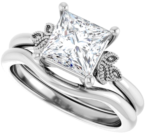 Sužadėtuvių Žiedas „Solitaire“ 14k white gold Square 6.5mm (10)