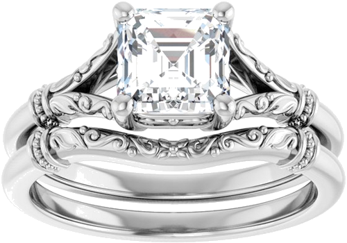 Sužadėtuvių Žiedas „Sculptural“ 14k white gold Asscher 6mm (8)