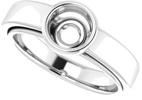 Sužadėtuvių Žiedas „Bezel-Set Solitaire“ 14k white gold Round 6mm (5)