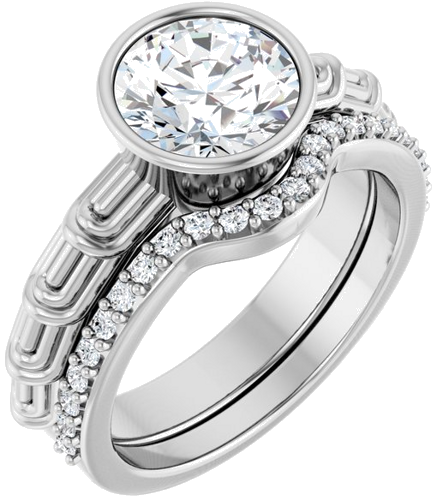 Sužadėtuvių Žiedas „Solitaire“ 585 Baltojo Aukso Round 8mm (6)