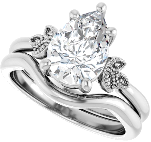 Sužadėtuvių Žiedas „Solitaire“ 14k white gold Pear 10mm x 7mm (10)