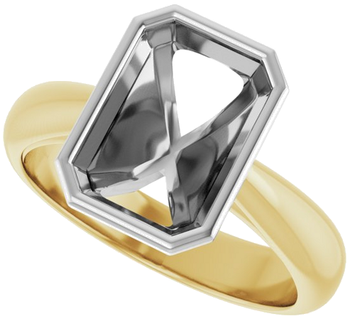 Sužadėtuvių Žiedas „Bezel-Set Solitaire“ 14k yellow/white gold Emerald 10mm x 7mm (5)