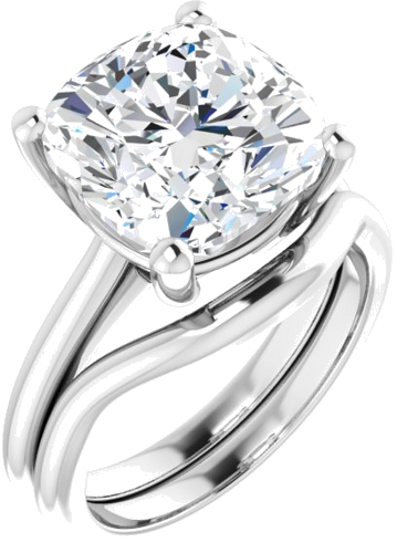 Sužadėtuvių Žiedas „V-End Prong“ 14k white gold Cushion 11mm (6)