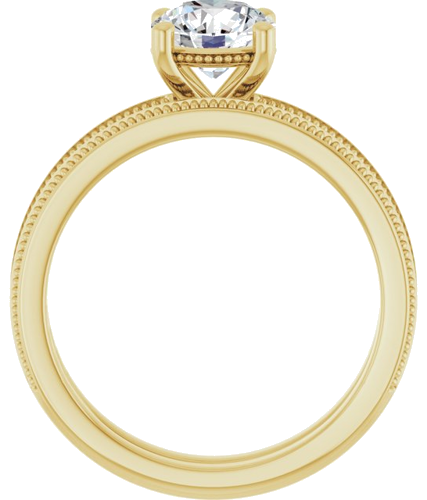 Sužadėtuvių Žiedas „Solitaire Milgrain“ 14k yellow gold Round 6.5mm (7)