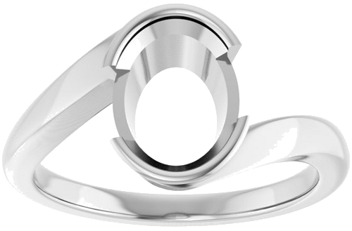 Sužadėtuvių Žiedas „Half-Bezel Solitaire“ 14k white gold Oval 9mm x 7mm (3)