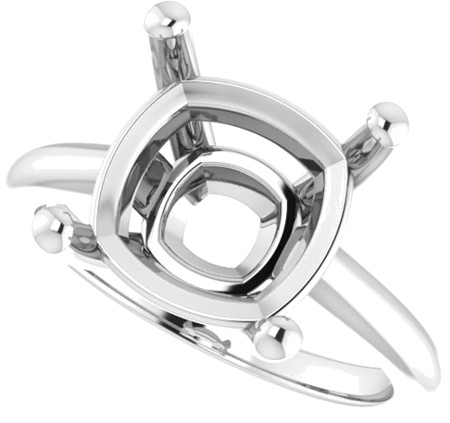 Sužadėtuvių Žiedas „V-End Prong“ 14k white gold Cushion 11mm (5)