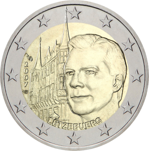 2007 Люксембург Дворец Великих Герцогов монета 2 евро (1)