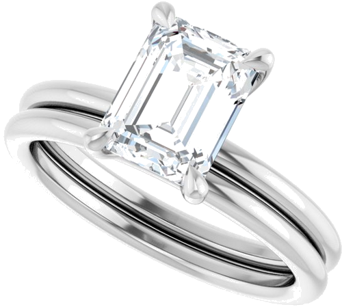 Sužadėtuvių Žiedas „Claw-Prong Solitaire“ 14k white gold Emerald 8mm x 6mm (10)