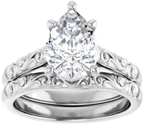 Sužadėtuvių Žiedas „Solitaire“ 14k white gold Pear 10mm x 7mm (8)