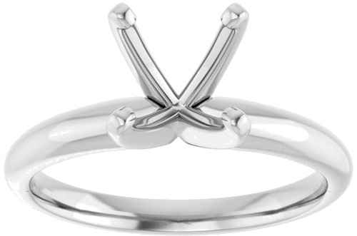 14K White 9.1-9.7 mm Round 4-Prong Solitaire Ring Mounting (3)