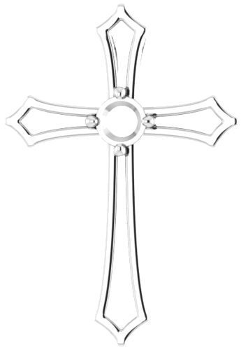 Pakabukas „Cross“ 585 Baltojo Aukso Round 4.1mm (1)