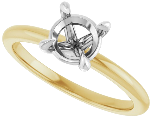 14K Yellow White 6.5 mm Round Solitaire Engagement Ring Mounting (5)