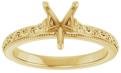 14K Yellow  8x6 mm Pear Solitaire Engagement Ring Mounting (3)