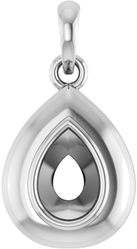 14K White 6x4 mm Pear Bezel-Set Puffy Pendant Mounting (1)