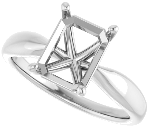 Sužadėtuvių Žiedas „Solitaire“ 585 Baltojo Aukso Emerald 9mm x 7mm (5)